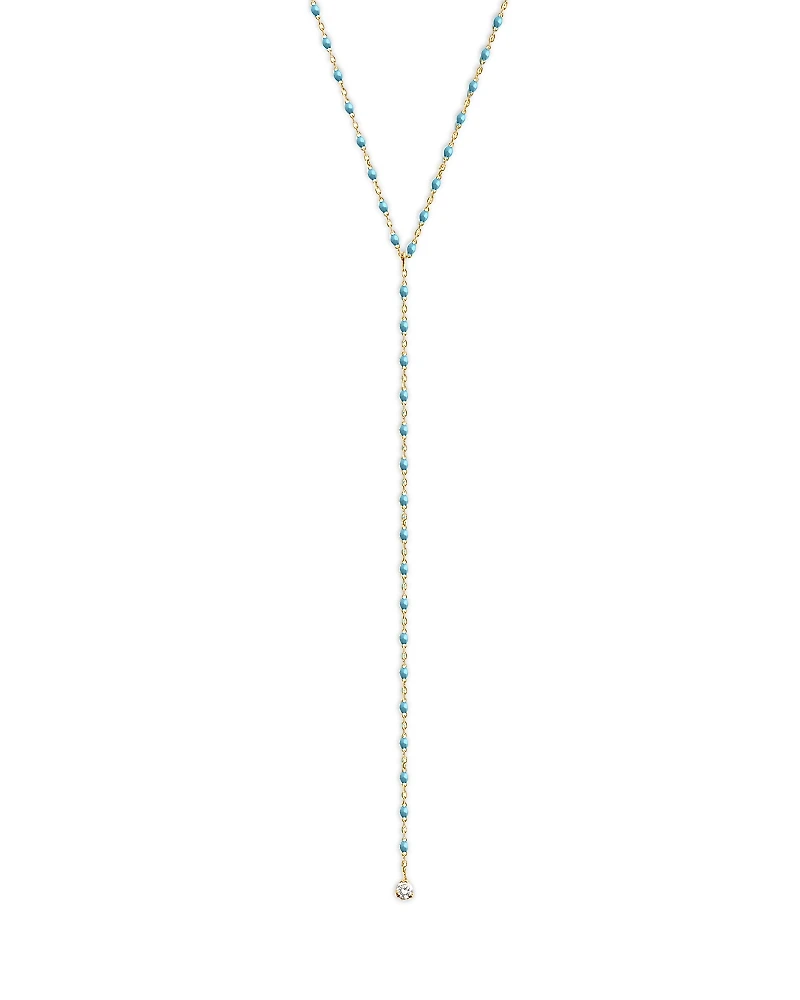 Gigi Clozeau 18K Yellow Gold Mini Gigi Diamond Resin Bead Y Necklace, 19.3-19.7