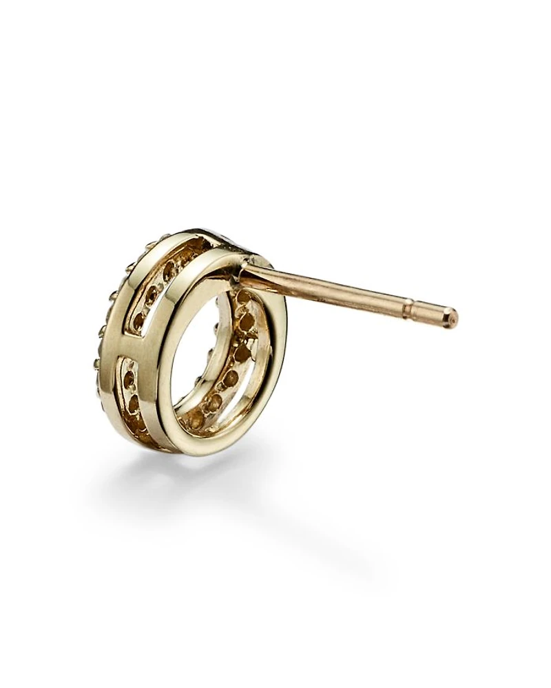 Diamond Circle Stud Earrings in 14K Yellow Gold, .20 tcw