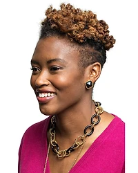 Blandine Black Stud Earrings in 18K Gold Plate