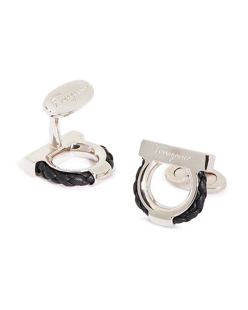 Salvatore Ferragamo Gancini Leather Rope Cufflinks