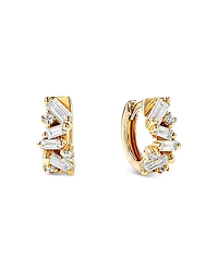 Suzanne Kalan 18K Yellow Gold Diamond Thick Huggie Hoop Earrings