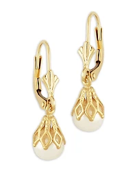 Bloomingdale's Fine Collection Cultured Freshwater Pearl Bell Cap Leverback Drop Earrings
