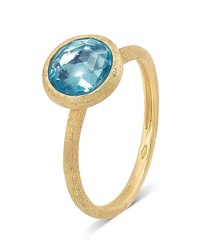 Marco Bicego 18K Yellow Gold Jaipur Color Blue Topaz Stackable Ring