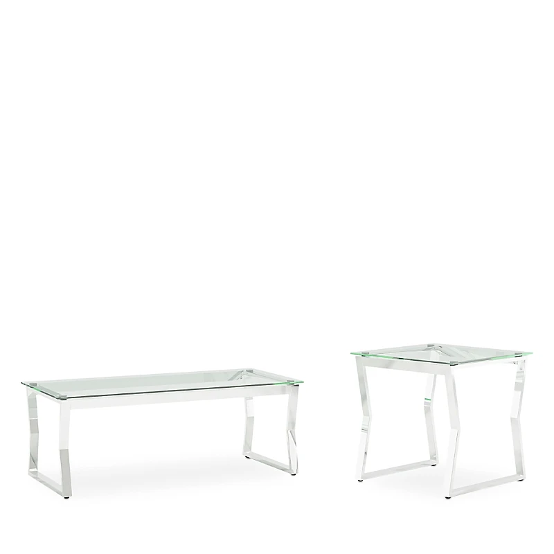 Furniture of America Colton Glass Top Coffee Table Set with Top Shelf, Set of 2
