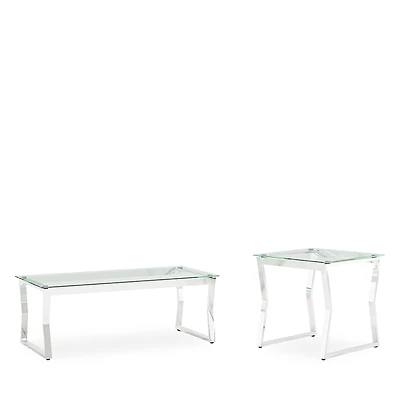 Furniture of America Colton Glass Top Coffee Table Set with Top Shelf, Set of 2
