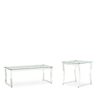 Furniture of America Colton Glass Top Coffee Table Set with Top Shelf, Set of 2