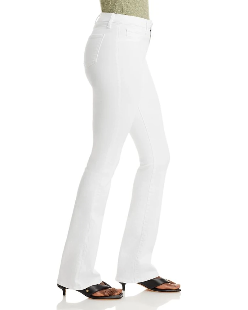 Selma Cotton Stretch High Rise Bootcut Jeans Blanc
