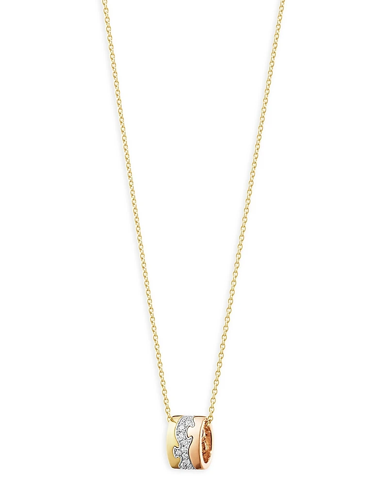 Georg Jensen 18K Rose, White & Yellow Gold Fusion Diamond Pave Puzzle Inspired Pendant Necklace, 17.72