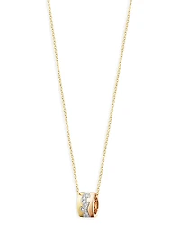 Georg Jensen 18K Rose, White & Yellow Gold Fusion Diamond Pave Puzzle Inspired Pendant Necklace, 17.72