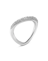 Georg Jensen Sterling Silver Offspring Diamond Pave Wavy Ring