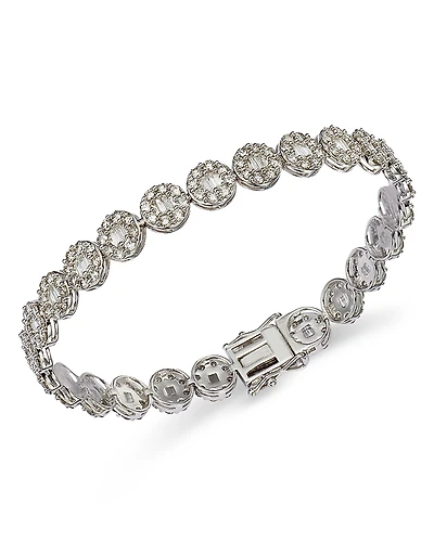 Bloomingdale's Fine Collection Diamond Round & Baguette Halo Link Bracelet
