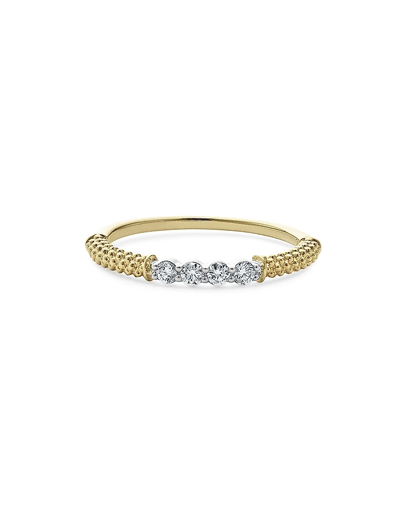 Lagos 18K White & Yellow Gold Signature Caviar Diamond Stacking Ring - Exclusive