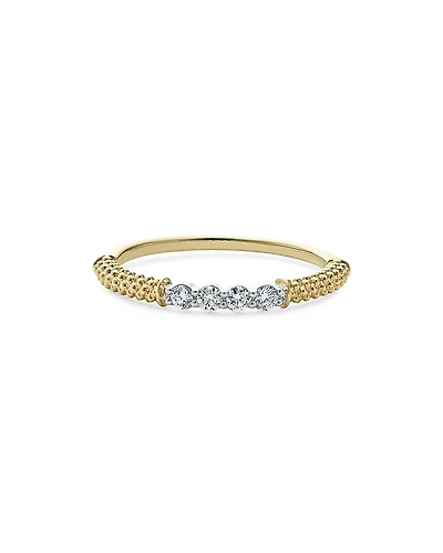 Lagos 18K White & Yellow Gold Signature Caviar Diamond Stacking Ring - Exclusive