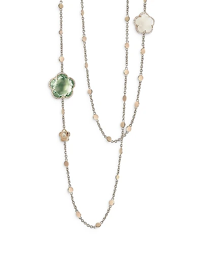 Pasquale Bruni 18K Rose Gold Bon Ton Prasiolite, White Quartz & Diamond Dolce Vita Sautoir Necklace, 40.5