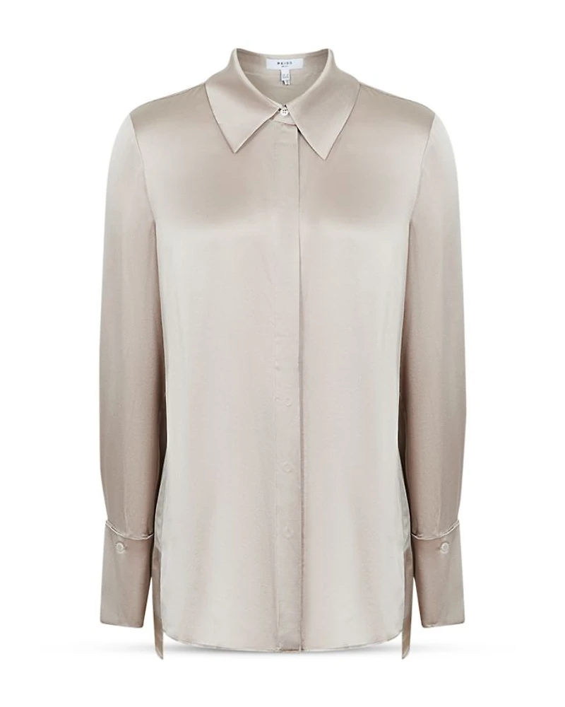 Hailey Button Front Silk Shirt