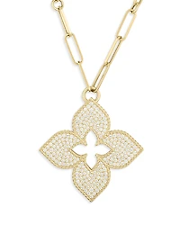 Roberto Coin 18K Yellow Gold Venetian Princess Diamond Pave Flower Pendant Necklace, 33