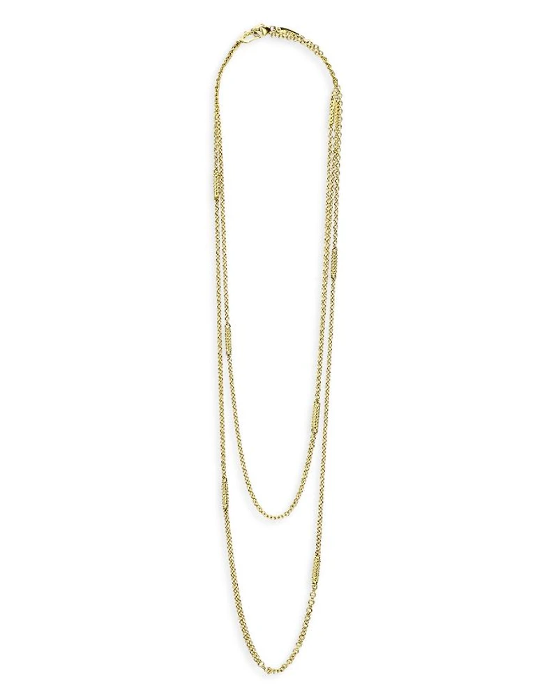 18K Gold Superfine Caviar Station Chain Necklace, 32"