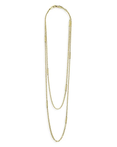 18K Gold Superfine Caviar Station Chain Necklace, 32"