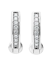 Sterling Silver Caviar Spark Diamond Huggie Hoop Earrings