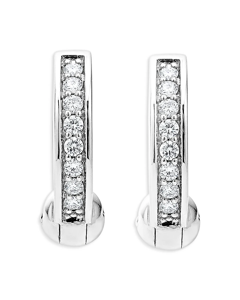 Lagos Sterling Silver Caviar Spark Diamond Huggie Hoop Earrings