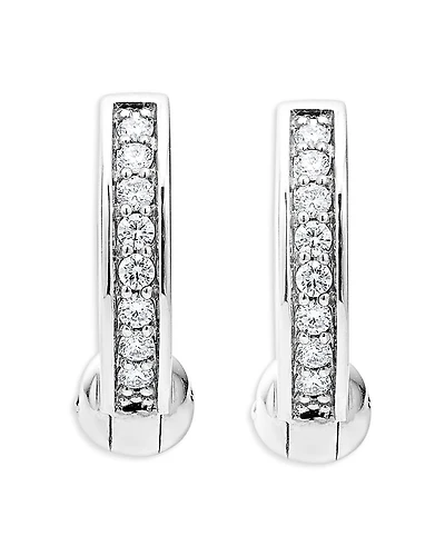 Lagos Sterling Silver Caviar Spark Diamond Huggie Hoop Earrings