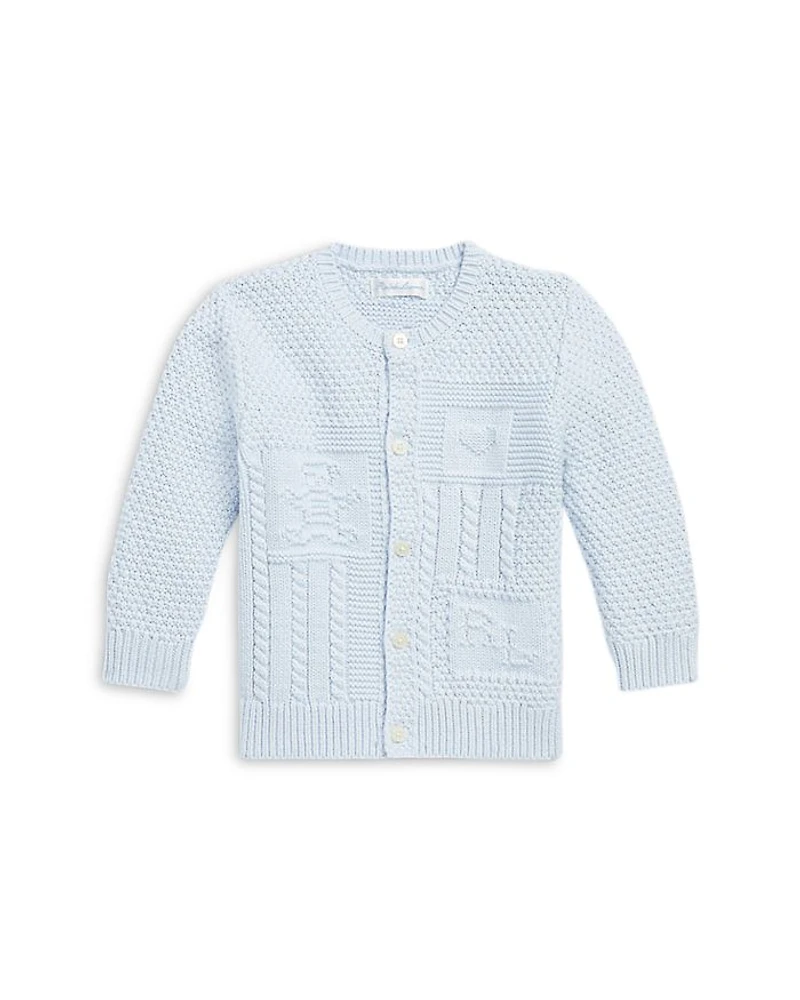 Boys' Contrast Knit Organic Cotton Cardigan - Baby