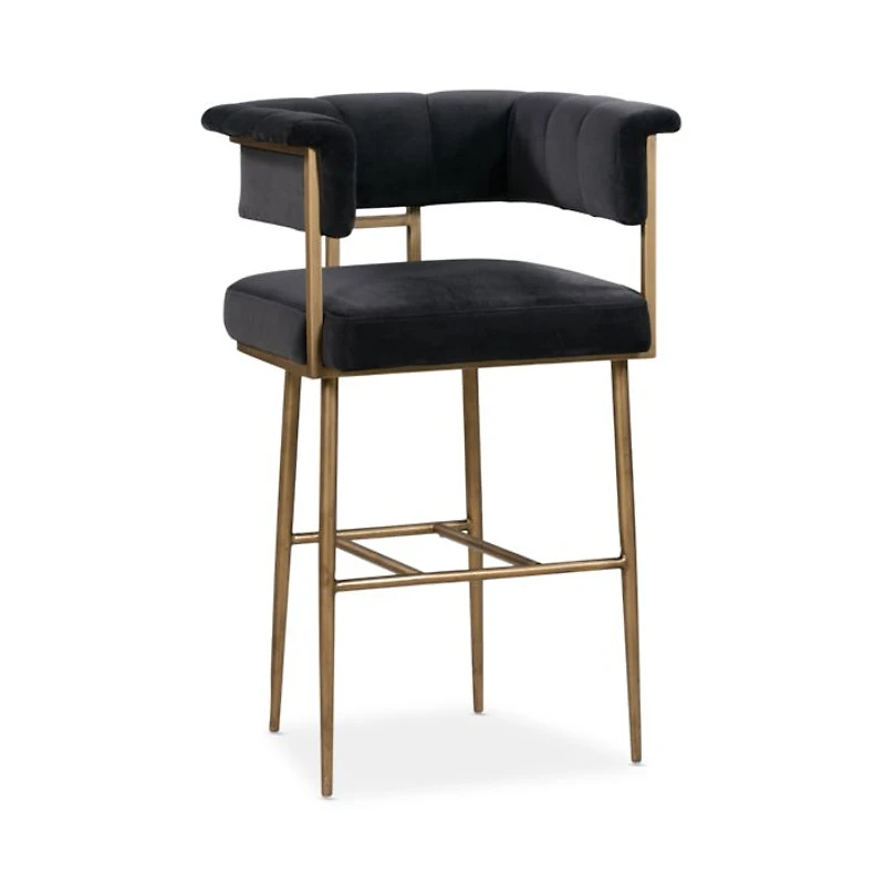 Astrid Grey Velvet Bar Stool