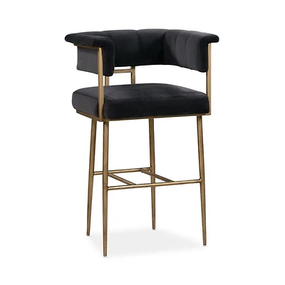 Astrid Grey Velvet Bar Stool