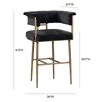 Astrid Grey Velvet Bar Stool