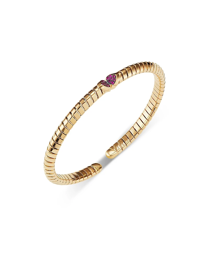 Marina B 18K Yellow Gold Trisolina Ruby Bangle Bracelet