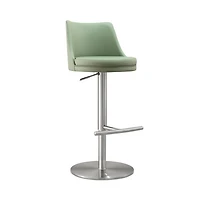 Reagan Performance Faux Leather Silver Adjustable Stool