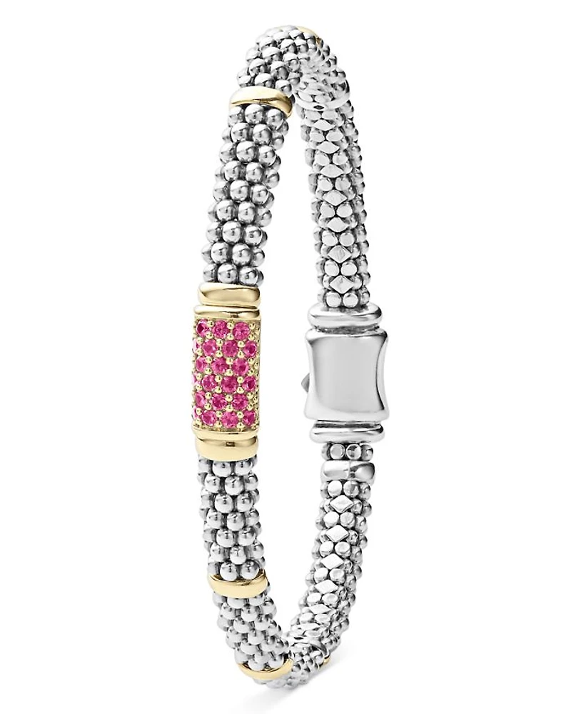 Sterling Silver & 18K Gold Signature Caviar Sapphire Station Bracelet