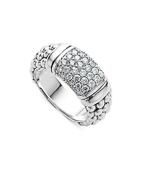 Sterling Silver Pavé Diamond Caviar Ring