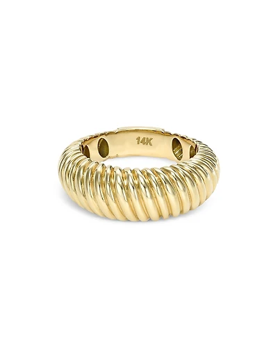 Zoe Lev 14K Yellow Gold Ribbed Dome Ring