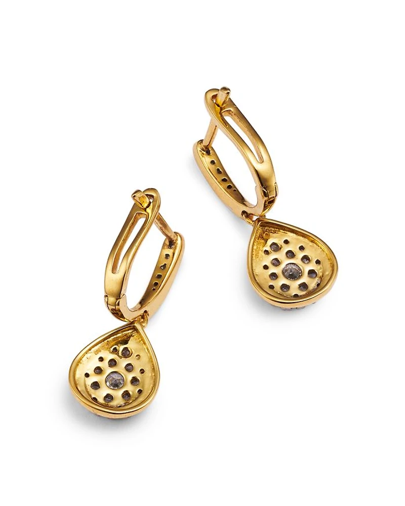 Diamond Cluster Drop Earrings in 14K Yellow Gold, 0.75 tcw
