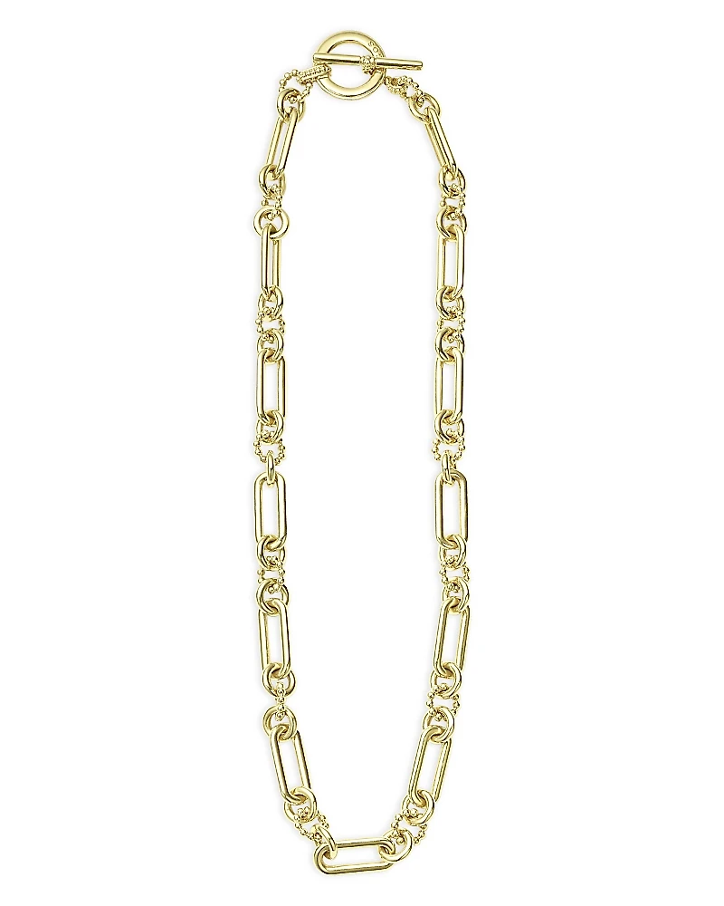 Lagos 18K Yellow Gold Signature Caviar Toggle Chain Necklace, 18