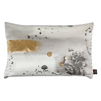 Stardust Charcoal Gold Hand-Painted Silk Pillow, 12" x 20"