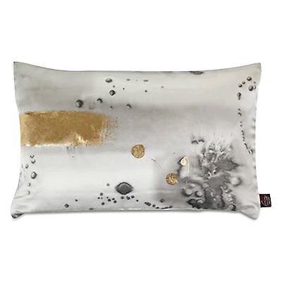 Aviva Stanoff Stardust Charcoal Gold Hand-Painted Silk Pillow