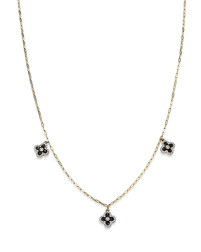 Bloomingdale's Fine Collection Diamond & Enamel Clover Droplet Necklace