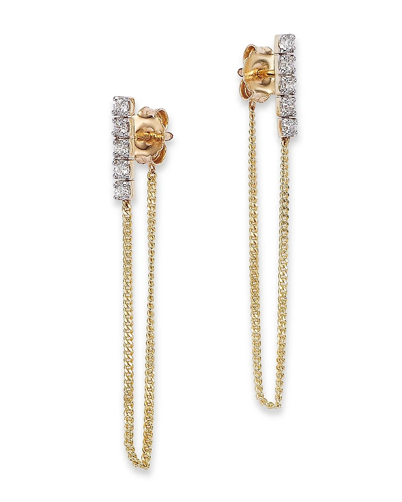 Bloomingdale's Fine Collection Diamond Vertical Bar Chain Earrings