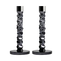 Orrefors Carat Medium Graphite Candlesticks, Set of 2