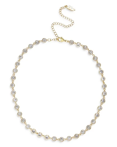 Bezel Choker Necklace 18K Gold Plate, 12"