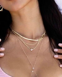 All the Chains 18K Gold Plated Layered Necklace, 13-15"