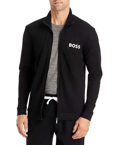 Boss Ease Cotton Logo Print Full Zip Jacket Regular Fit