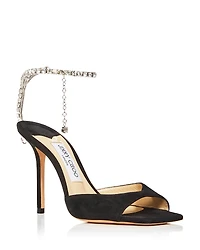 Jimmy Choo Women's Saeda Ankle Strap Chain 100 High Heel Sandals