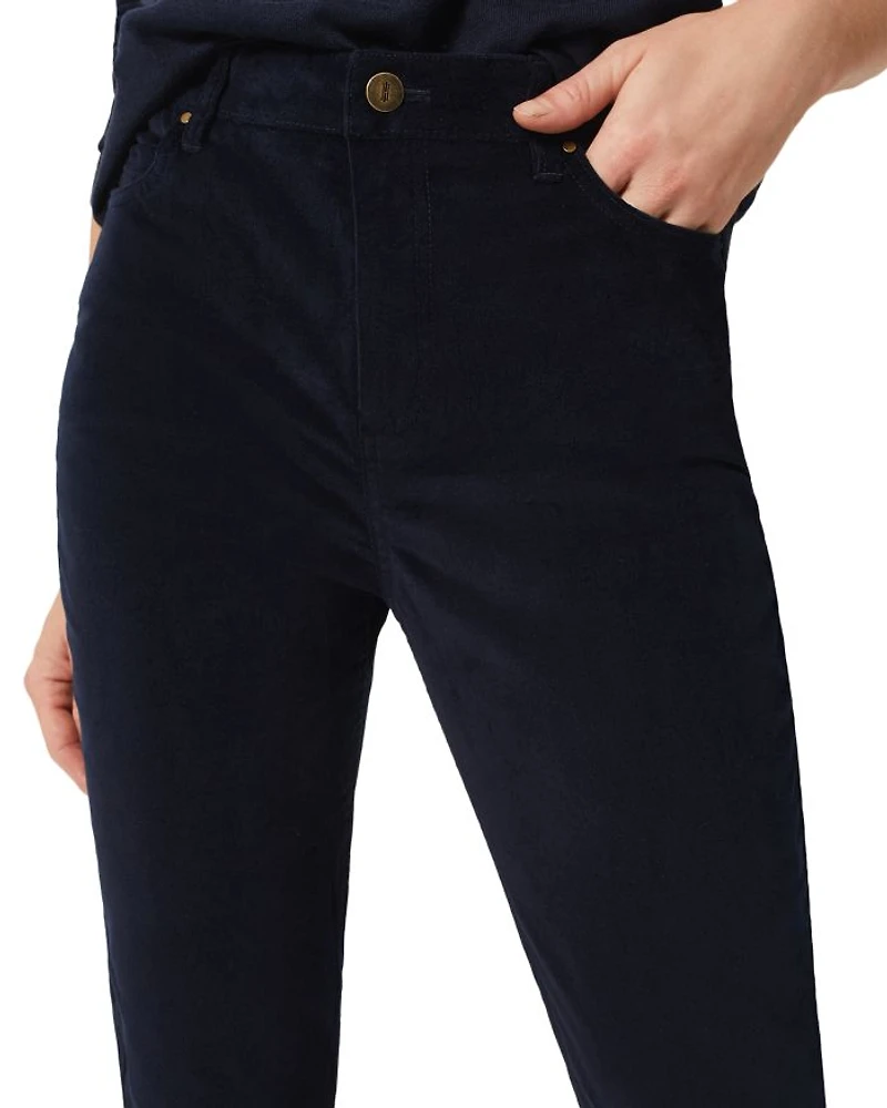 Cotton Blend Velvet Mid Rise Straight Leg Gia Jeans