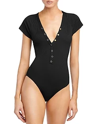 Robin Piccone Amy Raglan Snap Front One Piece Swimsuit