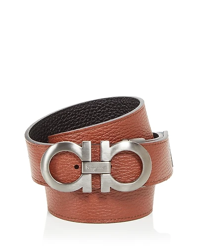 Salvatore Ferragamo Men's Double Gancini Leather Reversible Belt
