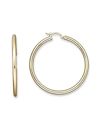 14K Yellow Gold Tube Hoop Earrings