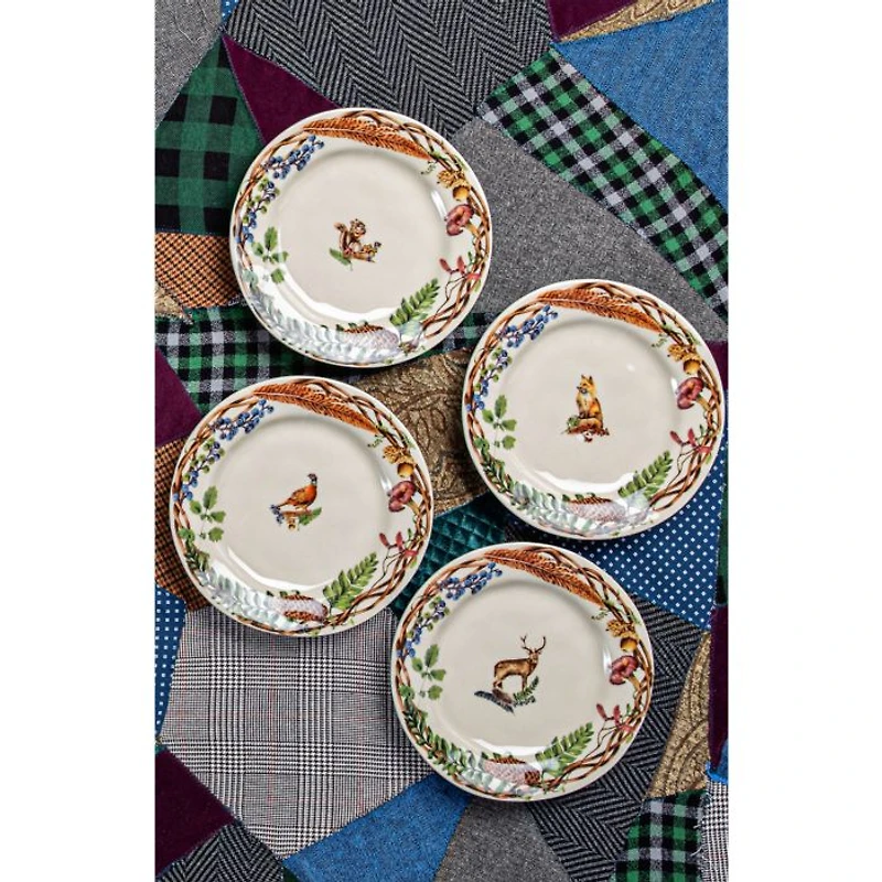 Forest Walk Café Au Lait Dessert/Salad Plate, Assorted Set 4